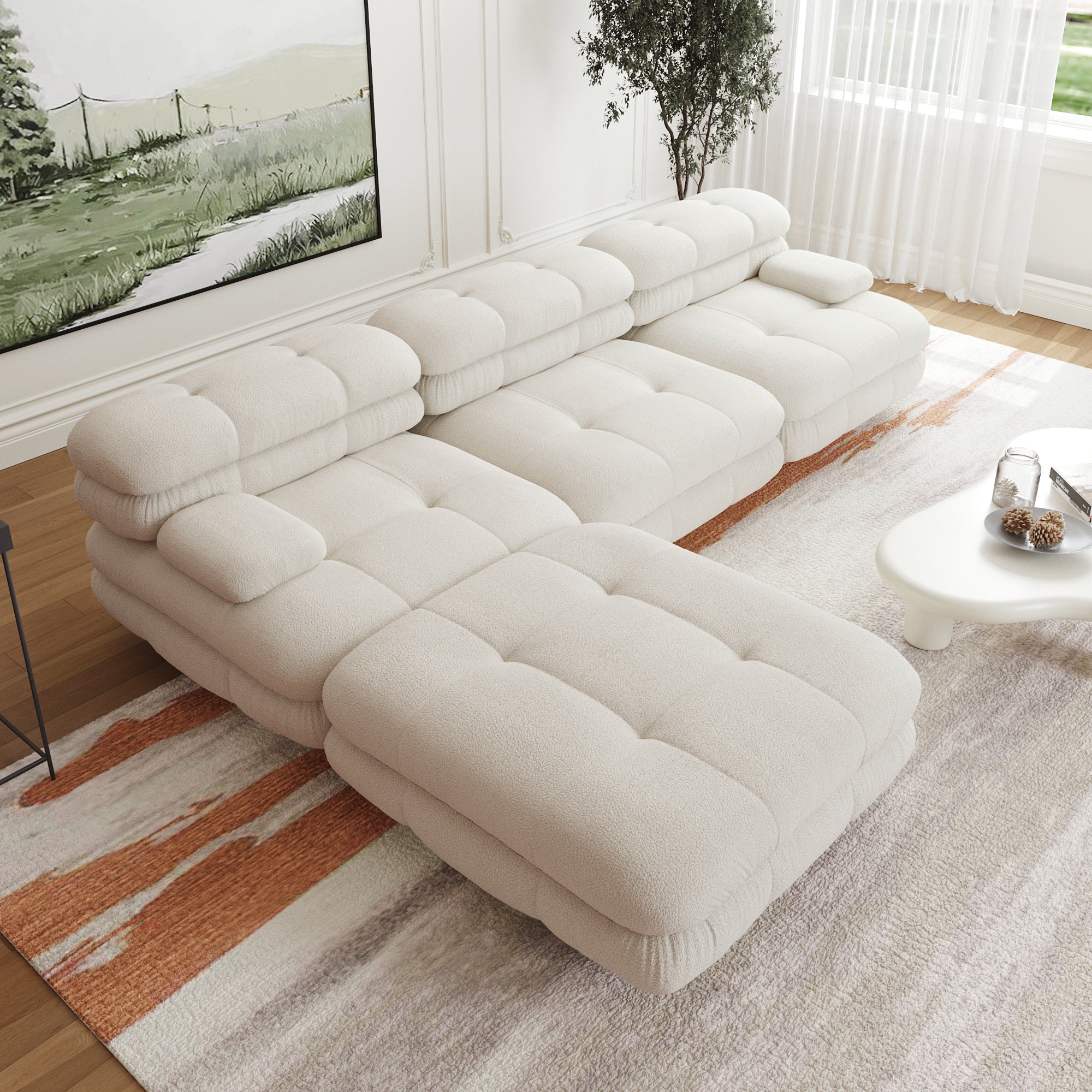 Canapé d'angle réversible Beige "Sérénité"