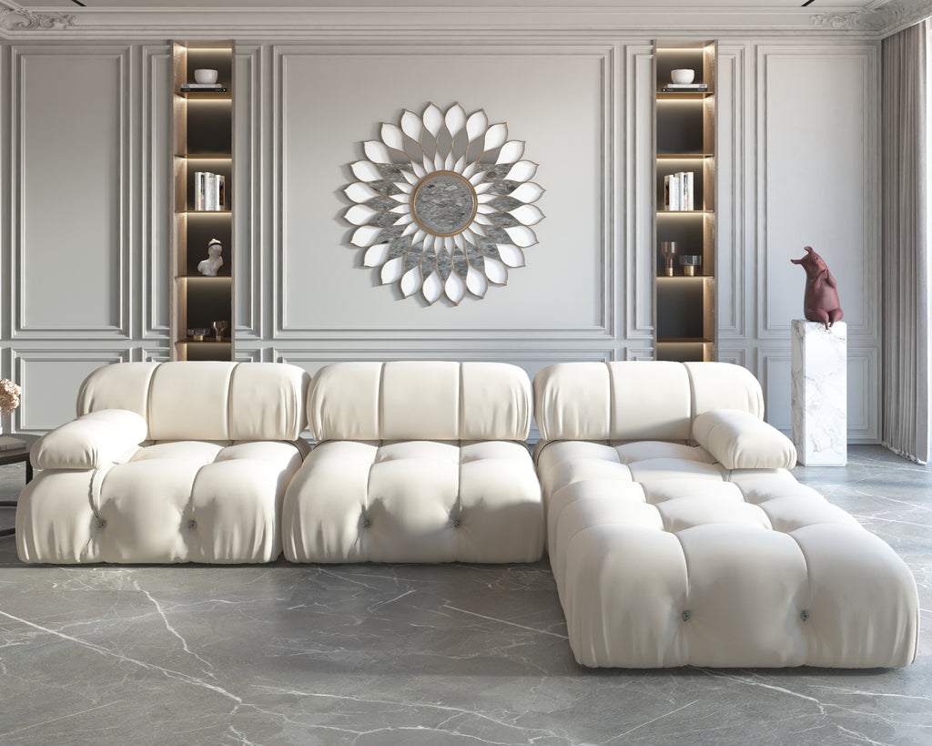 Canapé d'angle réversible en tissu beige "Sublime"