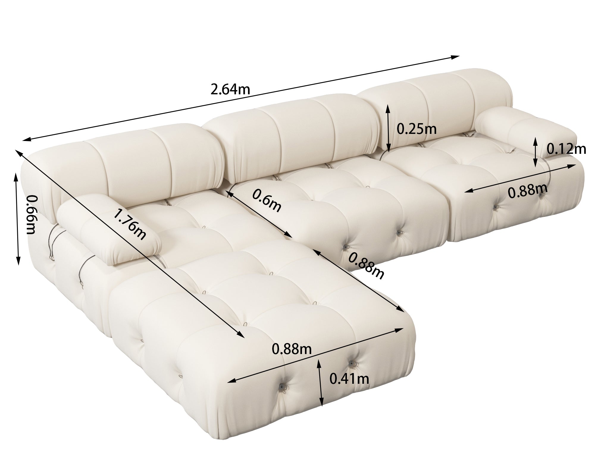 Canapé d'angle réversible en tissu beige "Sublime"