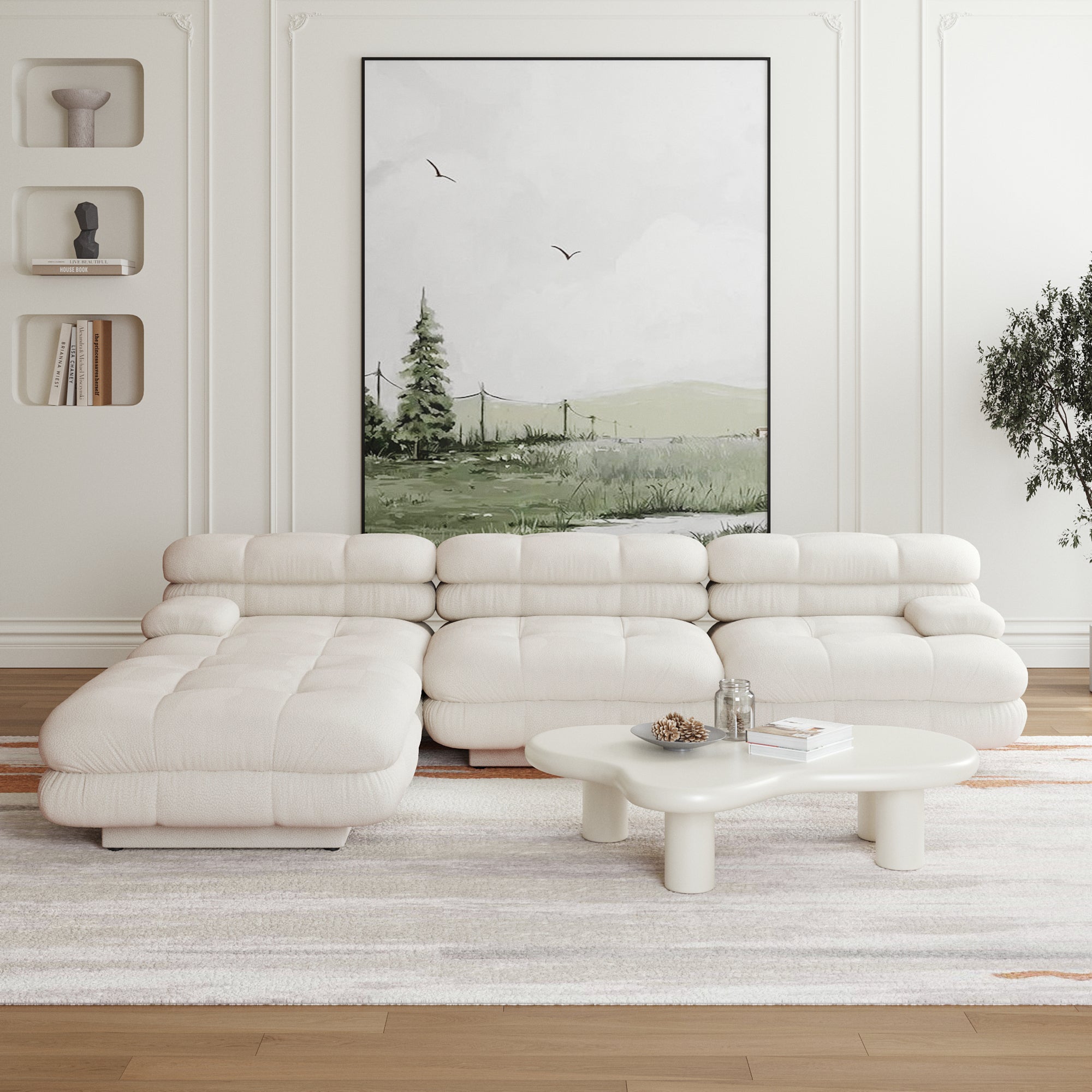 Canapé d'angle réversible Beige "Sérénité"